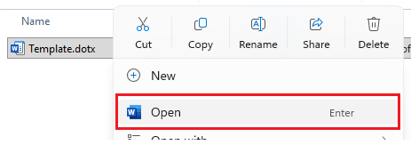 Open template as a template
